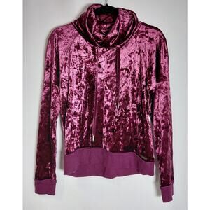 BETSEY JOHNSON PERFORMANCE Velvet Hoodie Solid Long Sleeve Women Size S
